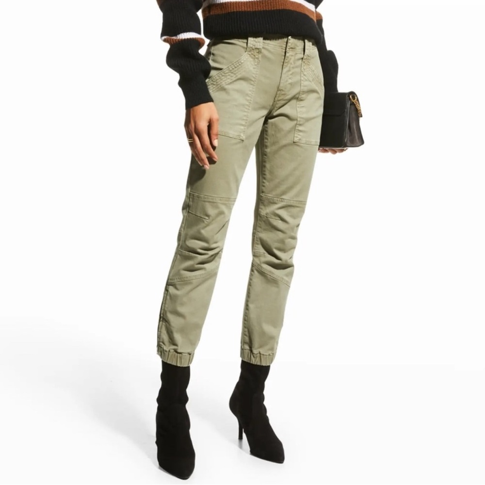 Frame Denim Trapunto Olive Green Moto Pants